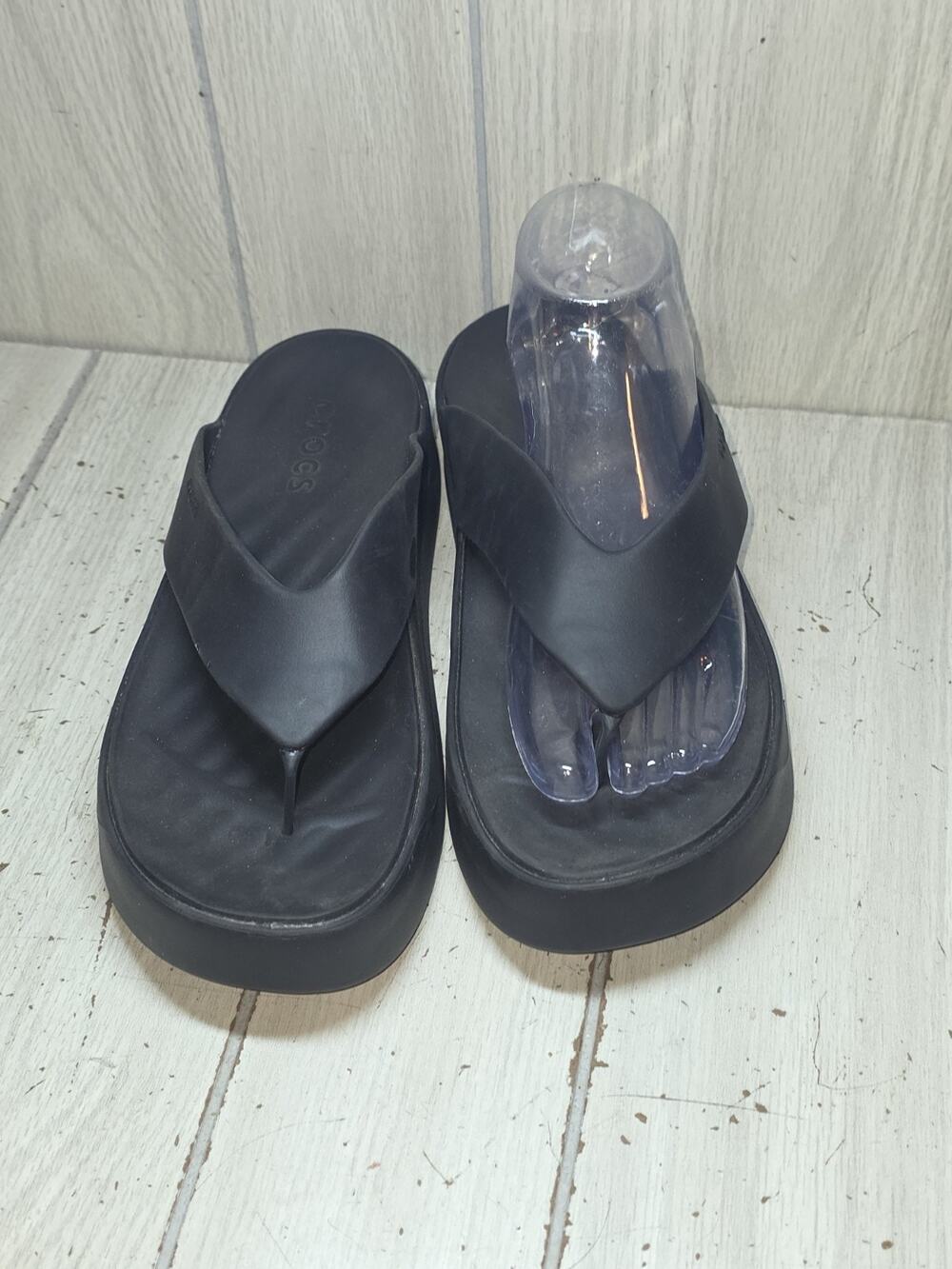 Crocs Getaway Platform Flip Flops Black Womens US 10 Summer Comfort Shoes